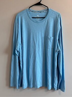 Tommy Bahama Men’s XXL Blue Long Sleeve Pocket Shirt 100% Cotton Coastal